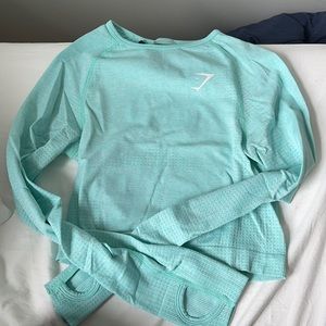 Aquamarine Gymshark Seamless Long Sleeve Crop Top